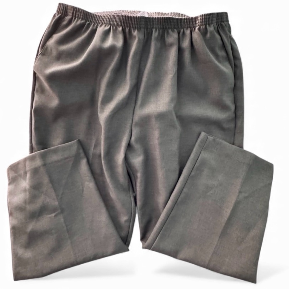 Alfred Dunner Pull-On Dress Pants Women's Plus 22W Grey Elastic Waist EUC